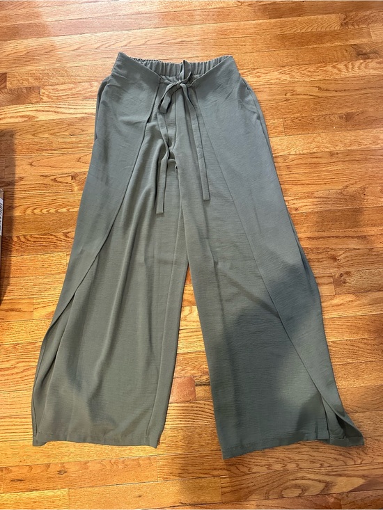 Zara Pants - Zara Wide-Leg Drawstring Pants in Sage Green